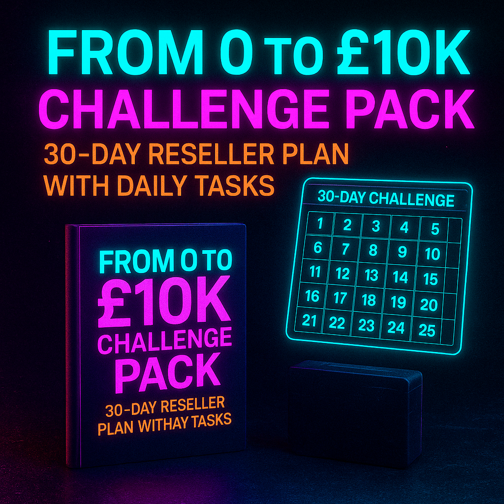 From 0 to £10K" Challenge Pack – 30-day reseller plan with daily tasks